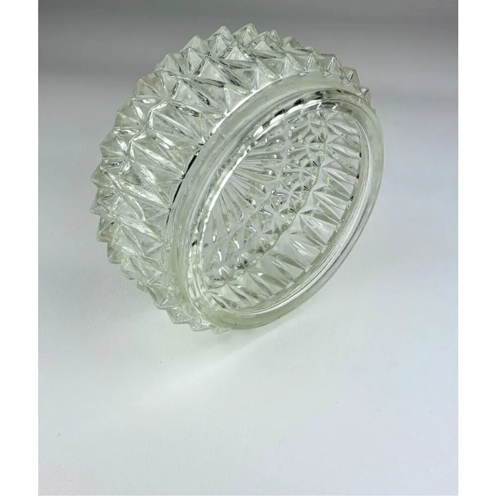 Vintage MCM Diamond Point Starburst Glass Ceiling Globe Light Shade 5 7/8 Fitter